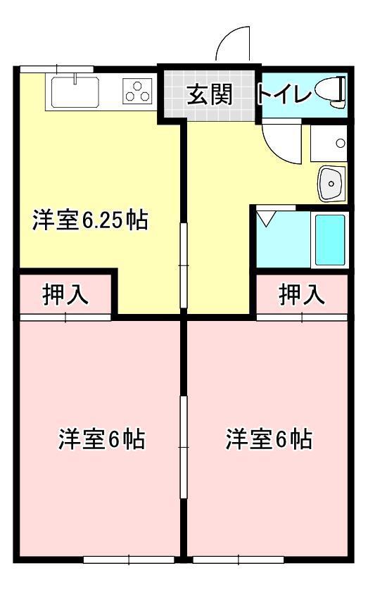 たけしハイツ(2DK/1階)の間取り写真