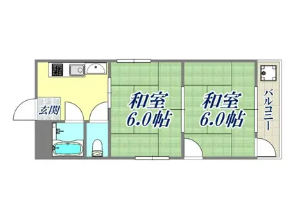 ウイズ園田(2K/2階)の間取り写真