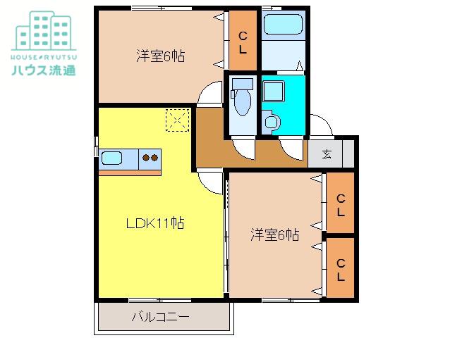 アルウェット(2LDK/2階)の間取り写真