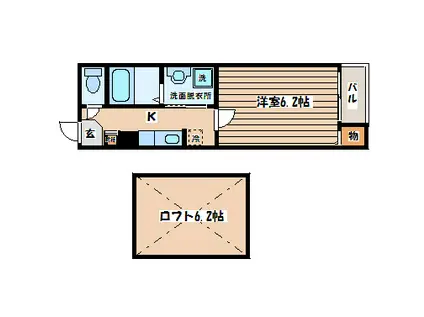 プルメリープル(1K/1階)の間取り写真