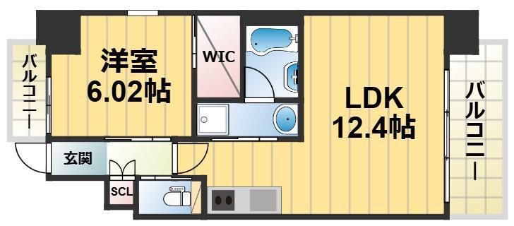 プレジオ森河内ASIAN(1LDK/11階)の間取り写真