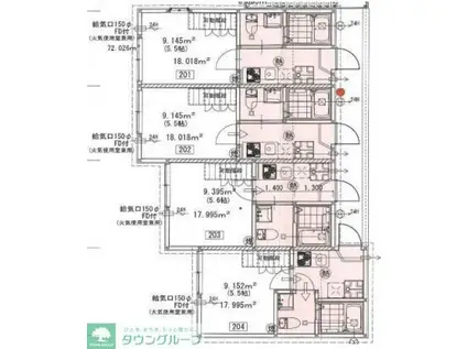 ウィングコート(1K/2階)の間取り写真