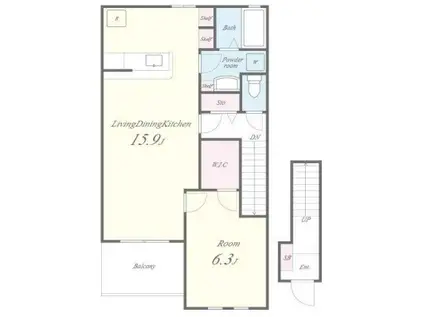 アマービレ(1LDK/2階)の間取り写真