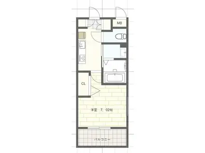 LUXE姫路(1K/9階)の間取り写真