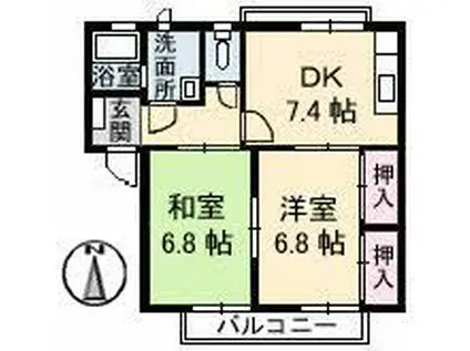 フレグランスKII(2DK/2階)の間取り写真