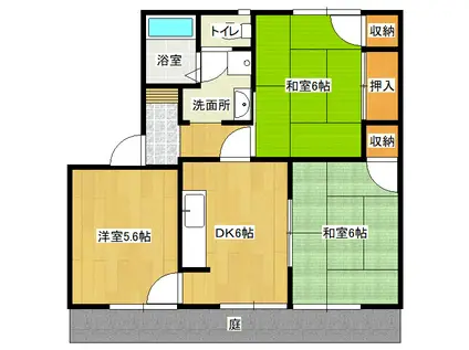 ファミール春日西D棟(3DK/1階)の間取り写真