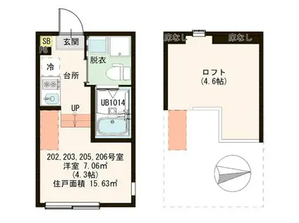 ラブリエSIX(ワンルーム/2階)の間取り写真