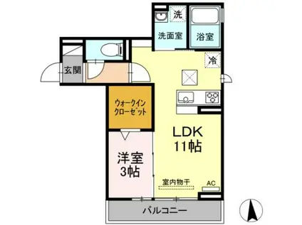 シュヴァル(1LDK/1階)の間取り写真