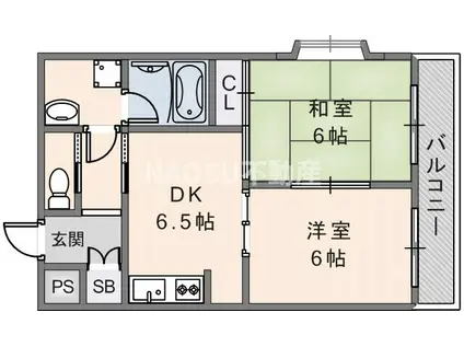 メゾンド中新開(2DK/1階)の間取り写真