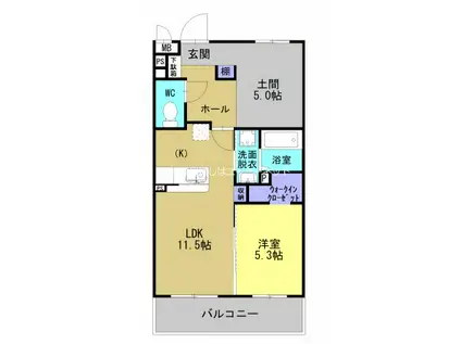 MAISON DE TETOII(1SLDK/1階)の間取り写真