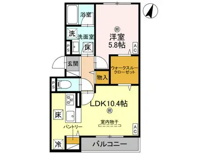 ピオーネ荘(1LDK/1階)の間取り写真