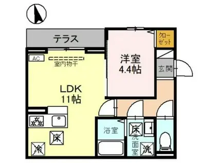 トリシア浦和(1LDK/1階)の間取り写真