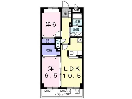 クラシオンI(2LDK/5階)の間取り写真