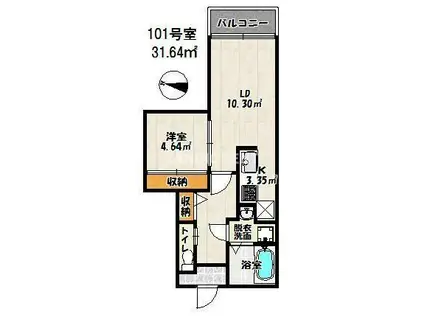 バーンメアオラチャ(1LDK/1階)の間取り写真