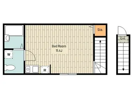 REVE拝島(ワンルーム/2階)の間取り写真