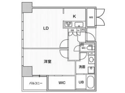 アステリオ北堀江ザメトロタワー(1LDK/13階)の間取り写真