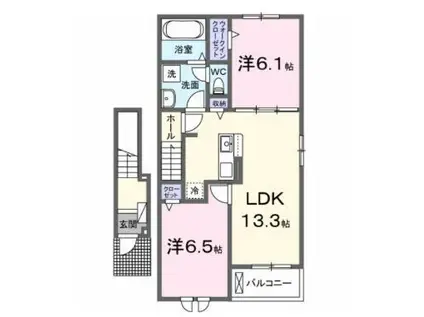 スフィア セリーン I(2LDK/2階)の間取り写真