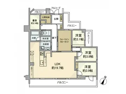 ファミールグラン四ッ谷通(3LDK/3階)の間取り写真