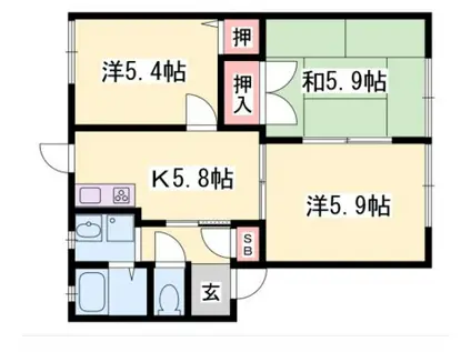 フレグランス小川(3K/1階)の間取り写真