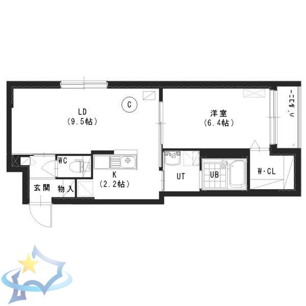 グランスター8(1LDK/4階)の間取り写真