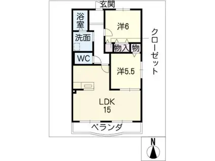 ハートフル柚子(2LDK/2階)の間取り写真