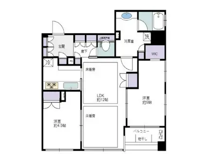 サンクレイドル御苑内藤町(2LDK/5階)の間取り写真