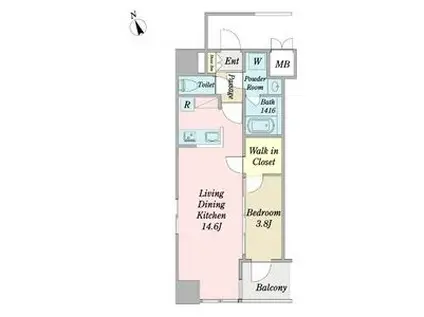 グリュック平和(1LDK/9階)の間取り写真