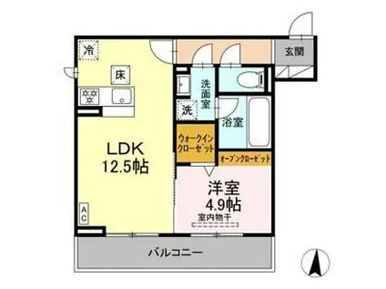 セレスティア本荘中ノ町A(1LDK/1階)の間取り写真