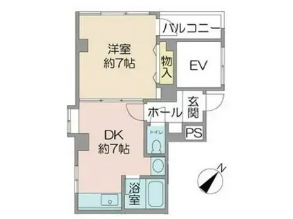 リバティースクエア(1DK/3階)の間取り写真