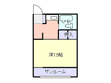 チューリップハイツ(1K/2階)の間取り写真