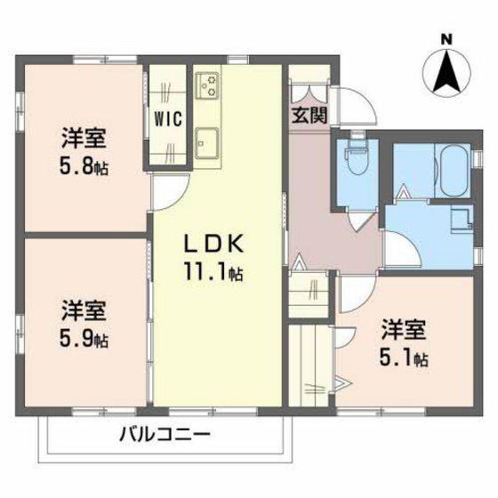 メイプル仁保南(3LDK/1階)の間取り写真