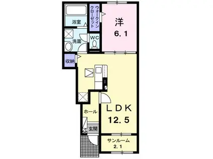 コンフォートクラス村上W(1LDK/1階)の間取り写真