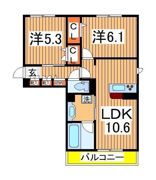 コニフェールⅢ(2LDK/1階)の間取り写真
