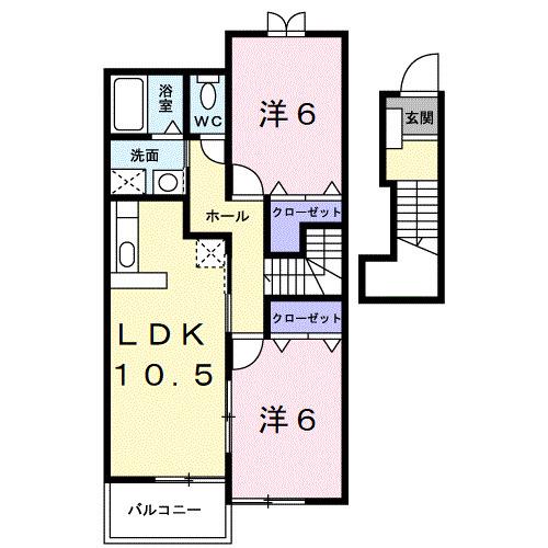 ラ・マーレ(2LDK/2階)の間取り写真