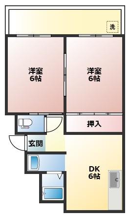 サニーハイツ広洋(2DK/1階)の間取り写真
