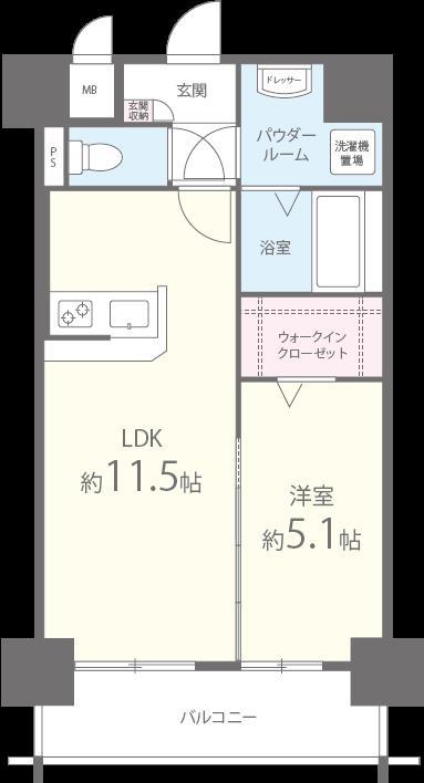 テイルガーデン博多(1LDK/4階)の間取り写真