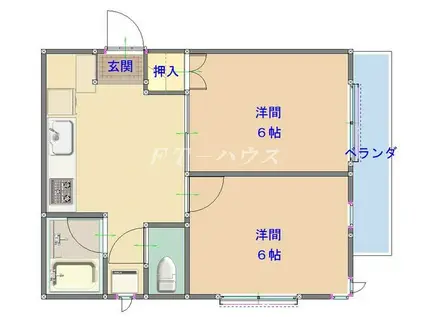 ルマミウラ(2DK/2階)の間取り写真
