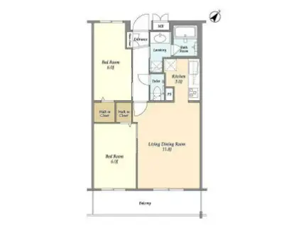 BLESS北新宿 ブレス北新宿(2LDK/4階)の間取り写真