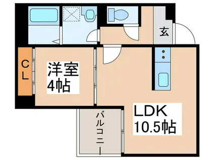 SFIDA帝塚山(1LDK/2階)の間取り写真