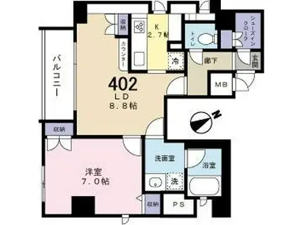 シティオ コモド(1LDK/4階)の間取り写真