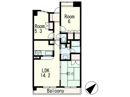 ローレルコート堅田(3LDK/14階)の間取り写真