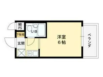 ライオンズマンション三宮(1K/3階)の間取り写真