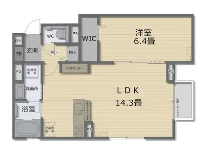 グリーンベリーフィールズ(1LDK/2階)の間取り写真