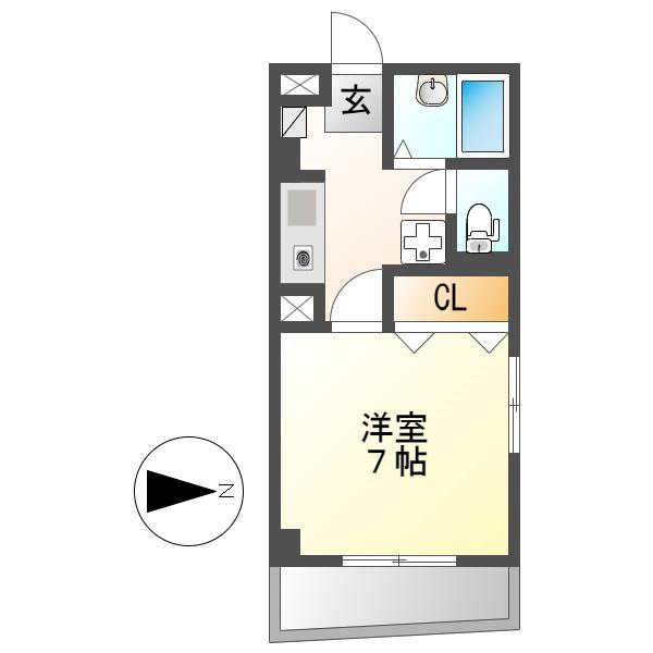 AZURTORII(1K/4階)の間取り写真