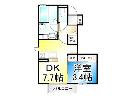 ＪＲ信越本線 長野駅(ＪＲ・しなの) 徒歩40分 2階建 築9年(1DK/1階)の間取り写真