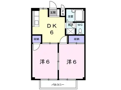 シティハイツ山本 B(2DK/2階)の間取り写真