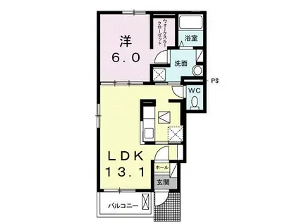 アップルII(1LDK/1階)の間取り写真