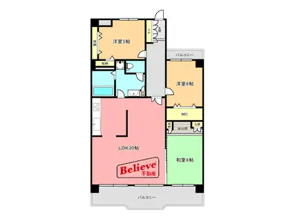 ライオンズマンション諏訪野(3LDK/4階)の間取り写真