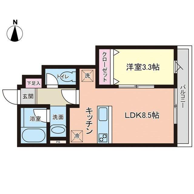 PREMORY名取駅前(1LDK/1階)の間取り写真