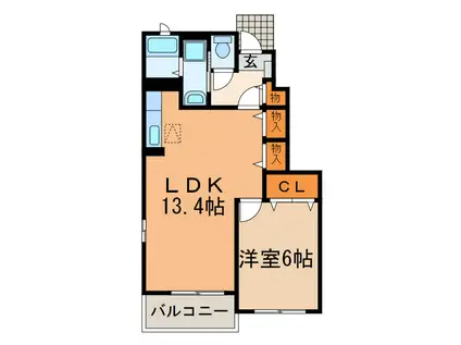 アニメート朝宮(1LDK/1階)の間取り写真